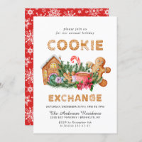 Gingerbread House Cookie Exchange Christmas Party Invitation