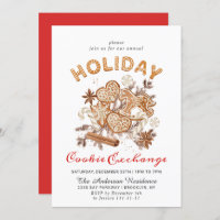 Gingerbread House Cookie Exchange Christmas Party Invitation