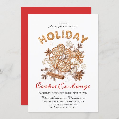 Gingerbread House Cookie Exchange Christmas Party Invitation