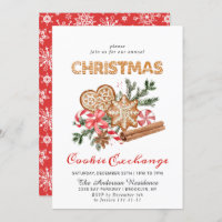 Gingerbread House Cookie Exchange Christmas Party Invitation