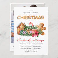 Gingerbread House Cookie Exchange Christmas Party Invitation