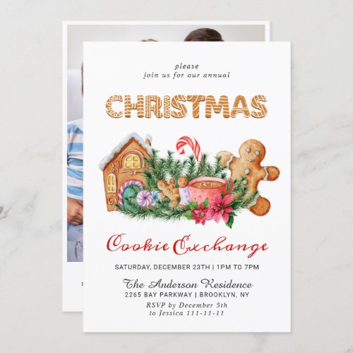 Gingerbread House Cookie Exchange Christmas Party Invitation