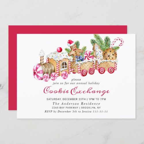 Gingerbread House Cookie Exchange Christmas Party Invitation