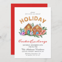 Gingerbread House Cookie Exchange Christmas Party Invitation