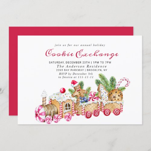 Gingerbread House Cookie Exchange Christmas Party Invitation