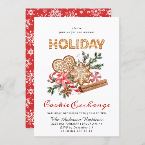 Gingerbread House Cookie Exchange Christmas Party Invitation