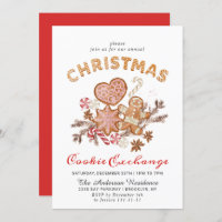 Gingerbread House Cookie Exchange Christmas Party Invitation