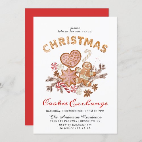 Gingerbread House Cookie Exchange Christmas Party Invitation