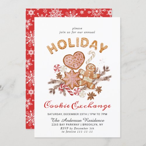 Gingerbread House Cookie Exchange Christmas Party Invitation