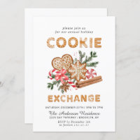 Gingerbread House Cookie Exchange Christmas Party Invitation