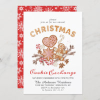 Gingerbread House Cookie Exchange Christmas Party Invitation