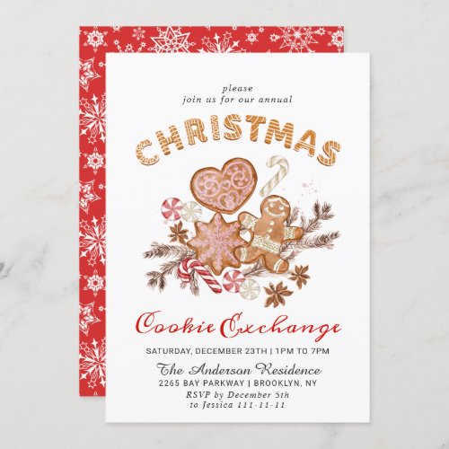 Gingerbread House Cookie Exchange Christmas Party Invitation