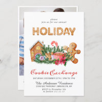 Gingerbread House Cookie Exchange Christmas Party Invitation