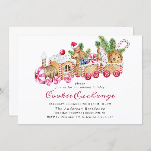 Gingerbread House Cookie Exchange Christmas Party Invitation