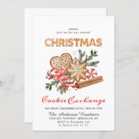 Gingerbread House Cookie Exchange Christmas Party Invitation