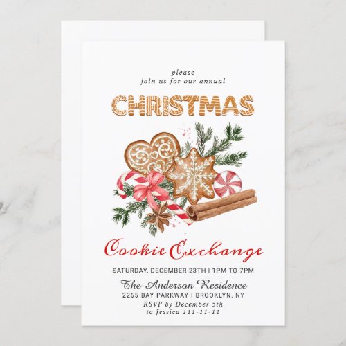 Gingerbread House Cookie Exchange Christmas Party Invitation