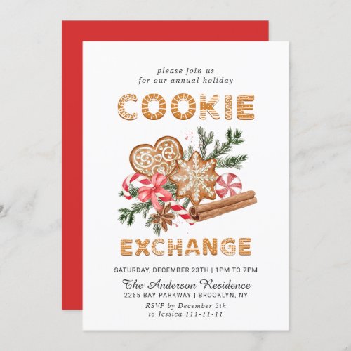 Gingerbread House Cookie Exchange Christmas Party Invitation