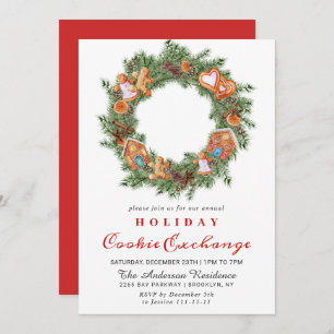 Gingerbread House Cookie Exchange Christmas Party Invitation