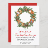 Gingerbread House Cookie Exchange Christmas Party Invitation