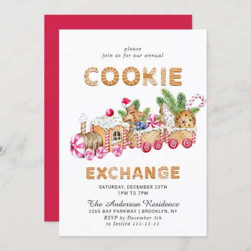 Gingerbread House Cookie Exchange Christmas Party Invitation