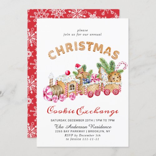 Gingerbread House Cookie Exchange Christmas Party Invitation