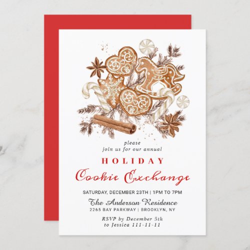 Gingerbread House Cookie Exchange Christmas Party Invitation