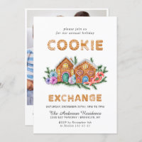 Gingerbread House Cookie Exchange Christmas Party Invitation