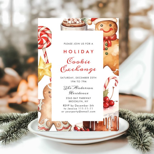 Gingerbread House Cookie Exchange Christmas Party Invitation (Creator Uploaded)