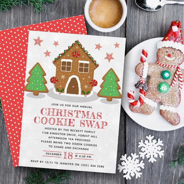 Gingerbread House Cookie Exchange Christmas Party Invitation (Creator Uploaded)