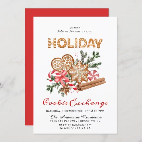 Gingerbread House Cookie Exchange Christmas Party Invitation