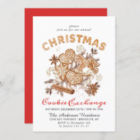 Gingerbread House Cookie Exchange Christmas Party Invitation