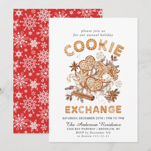 Gingerbread House Cookie Exchange Christmas Party Invitation (Front/Back)