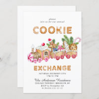 Gingerbread House Cookie Exchange Christmas Party Invitation