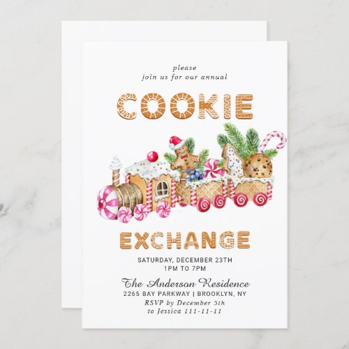 Gingerbread House Cookie Exchange Christmas Party Invitation