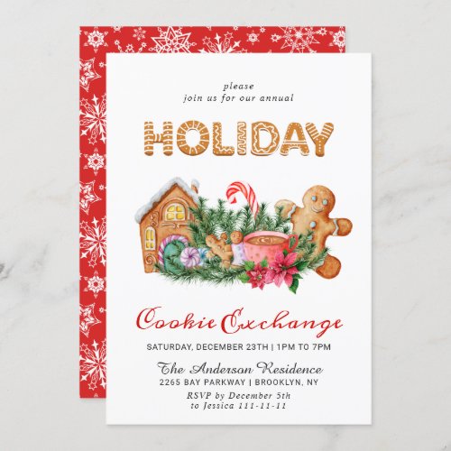 Gingerbread House Cookie Exchange Christmas Party Invitation