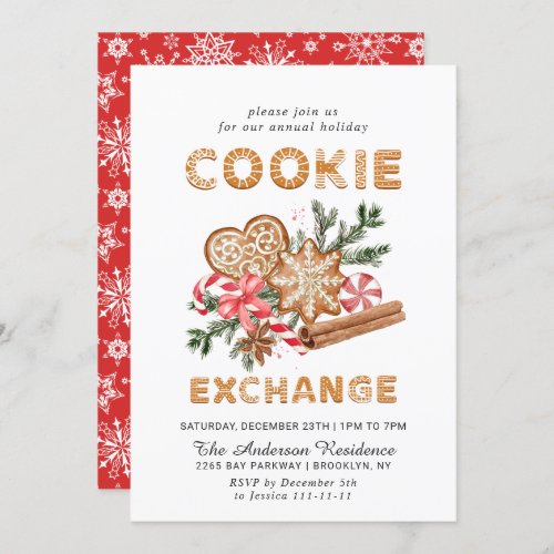 Gingerbread House Cookie Exchange Christmas Party Invitation