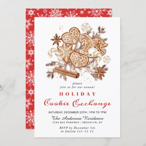 Gingerbread House Cookie Exchange Christmas Party Invitation