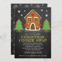 Gingerbread House Cookie Exchange Christmas Party Invitation