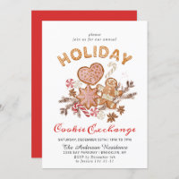 Gingerbread House Cookie Exchange Christmas Party Invitation