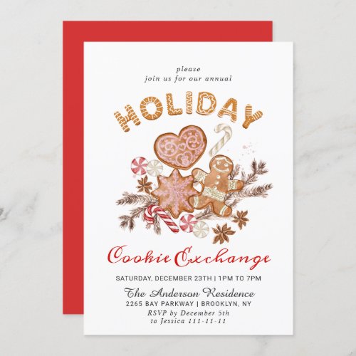 Gingerbread House Cookie Exchange Christmas Party Invitation