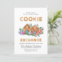 Gingerbread House Cookie Exchange Christmas Party Invitation