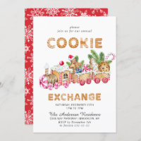 Gingerbread House Cookie Exchange Christmas Party Invitation