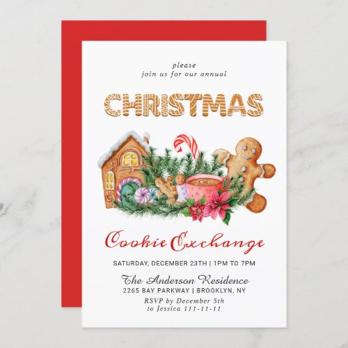 Gingerbread House Cookie Exchange Christmas Party Invitation