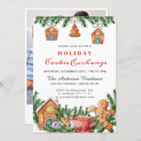 Gingerbread House Cookie Exchange Christmas Party Invitation