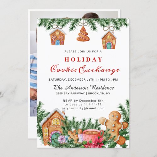 Gingerbread House Cookie Exchange Christmas Party Invitation