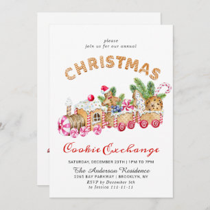 Gingerbread House Cookie Exchange Christmas Party Invitation