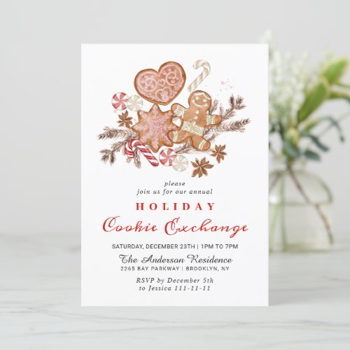 Gingerbread House Cookie Exchange Christmas Party Invitation