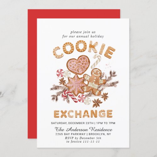 Gingerbread House Cookie Exchange Christmas Party Invitation