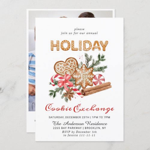 Gingerbread House Cookie Exchange Christmas Party Invitation