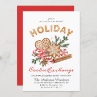 Gingerbread House Cookie Exchange Christmas Party Invitation